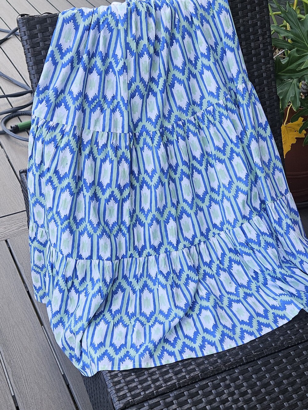 MISS MADIGAN Gorgeous New Indian Hand Block  Print Pull On Blue & Green Print